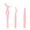 3pcs Eyelash Tweezers, 3 Styles False Eyelash Extension Tweezers Stainless Steel Lash Cluster Applicator Tool with Comb Eyebrow Tweezers for Women, Beginners Makeup (Pink) view 1