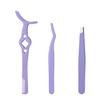 3pcs Eyelash Tweezers, 3 Styles False Eyelash Extension Tweezers Stainless Steel Lash Cluster Applicator Tool with Comb Eyebrow Tweezers for Women, Beginners Makeup (Purple) view 1