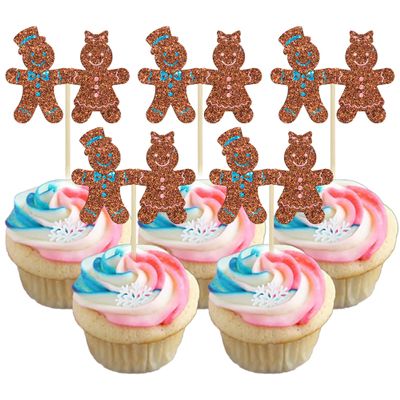 24Pcs Christmas Gingerbread Cupcake Toppers Glitter Gingerbread Man Cupcake Picks There is some Ho Ho Hos Cupcake Picks Xmas Cake Decor for Christmas Theme New Year Party Supplies
