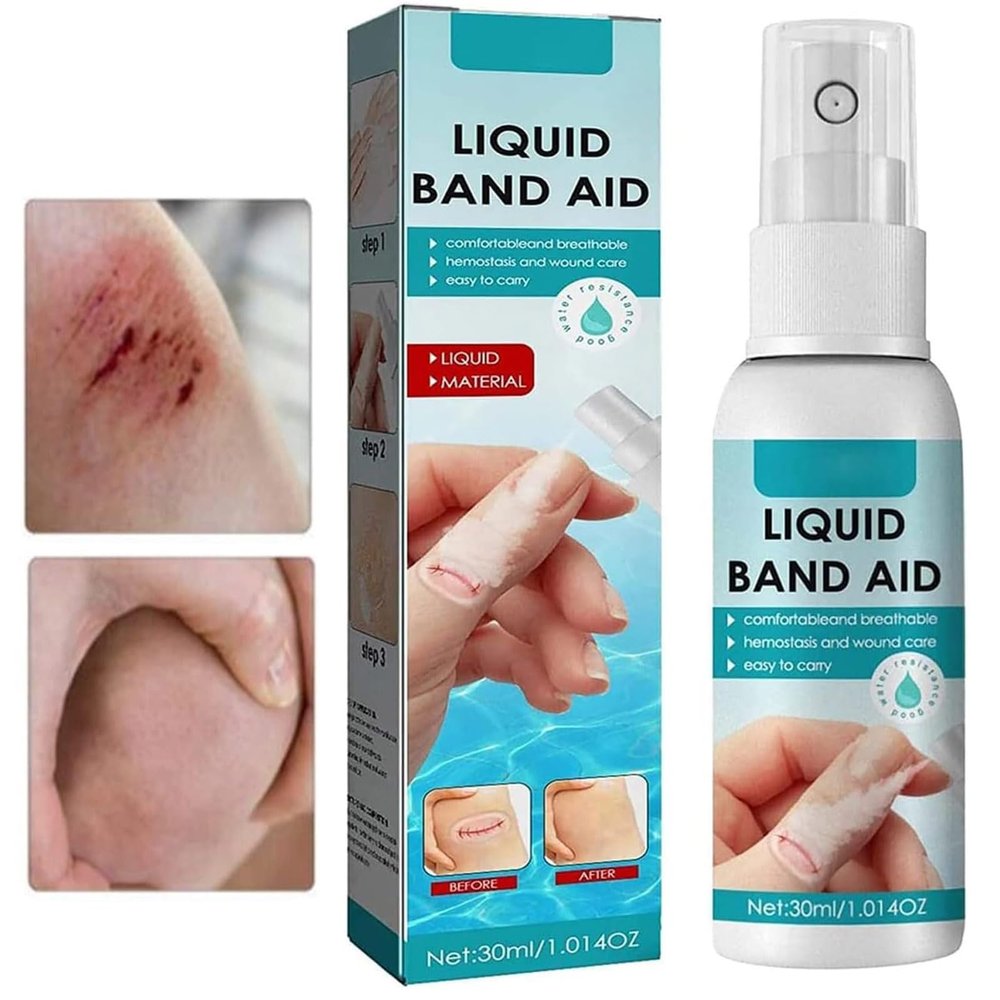 Liquid Bandage Spray Liquid Skin Bandage Band, Waterproof Liquid Bandage Liquid Bandage for Cracked Aid Quick-Dry Wounds, Liquid Skin Bandage for All Skin (1pcs)