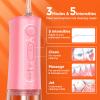 Bitvae Water Dental Flosser for Teeth Cordless, Water Teeth Cleaner Picks for Cleaning with 3 Modes & 5 Intensities, Oral Irrigator with 6 Jet Tips, IPX7 Waterproof, USB Rechargeable, Pink view 2