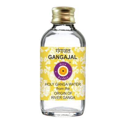 Deve Herbes Devprayag Gangajal Holy Ganga Water from the Origin of River Ganga at Devprayag in Clear Glass Bottle 100ml (3.38oz)