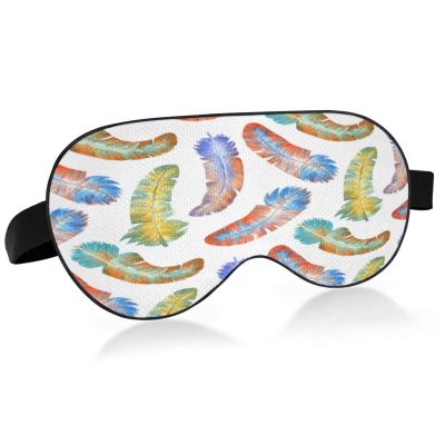 Colored Feathers Sleep Mask Lightweight Soft Breathable Eye Mask with Adjustable Strap Blackout Eye Mask for Women Men for Travel Night Sleeping