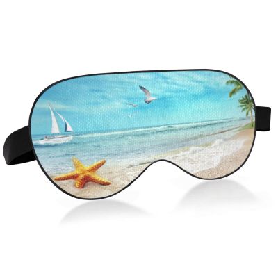 Blue Sea Ocean Beach 1 Sleep Mask Lightweight Soft Breathable Eye Mask with Adjustable Strap Blackout Eye Mask for Women Men for Travel Night Sleeping