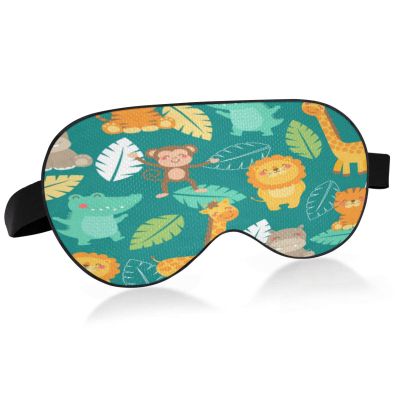 Cute Jungle Animals Sleep Mask Lightweight Soft Breathable Eye Mask with Adjustable Strap Blackout Eye Mask for Women Men for Travel Night Sleeping