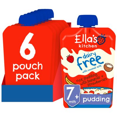 Ella's Kitchen Dairy Free Banana & Strawberry Rice Pudding (Stage 1) 80g (Pack of 6)