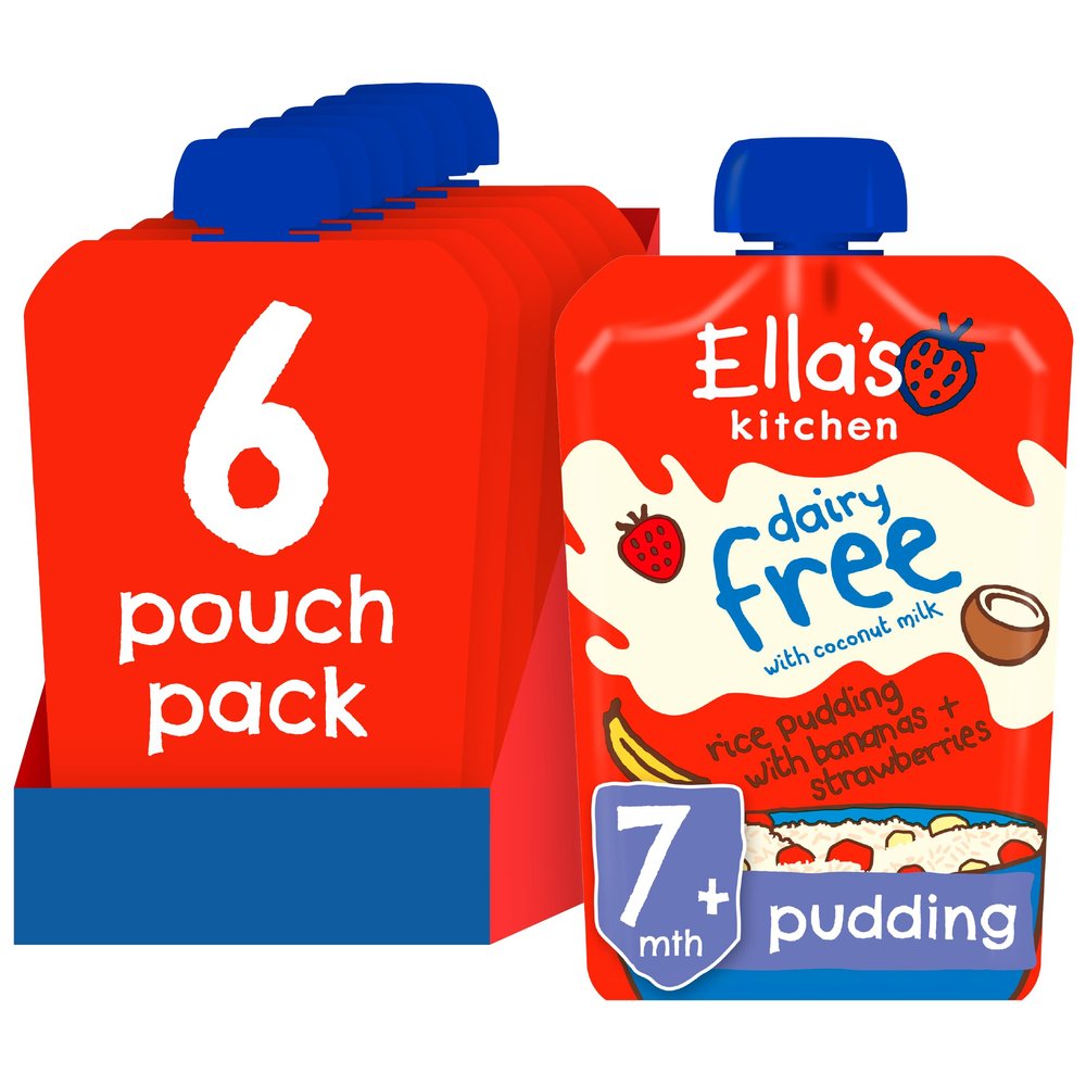 Ella's Kitchen Dairy Free Banana & Strawberry Rice Pudding (Stage 1) 80g (Pack of 6)