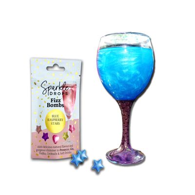 Sparkle Drops Shimmer Fizz Bombs BLUE Raspberry For Drinks, Gin, Sparkling Wine And Prosecco-20g