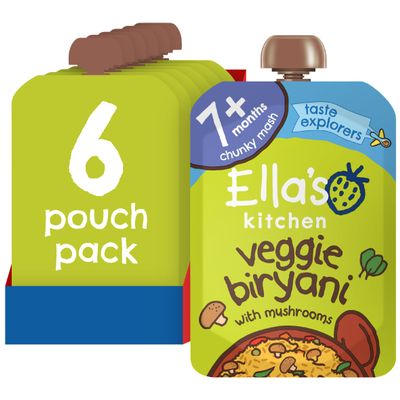 Ella's Kitchen Veggie Biryani Baby Food Pouch 7+ Months 130g (Pack of 6)
