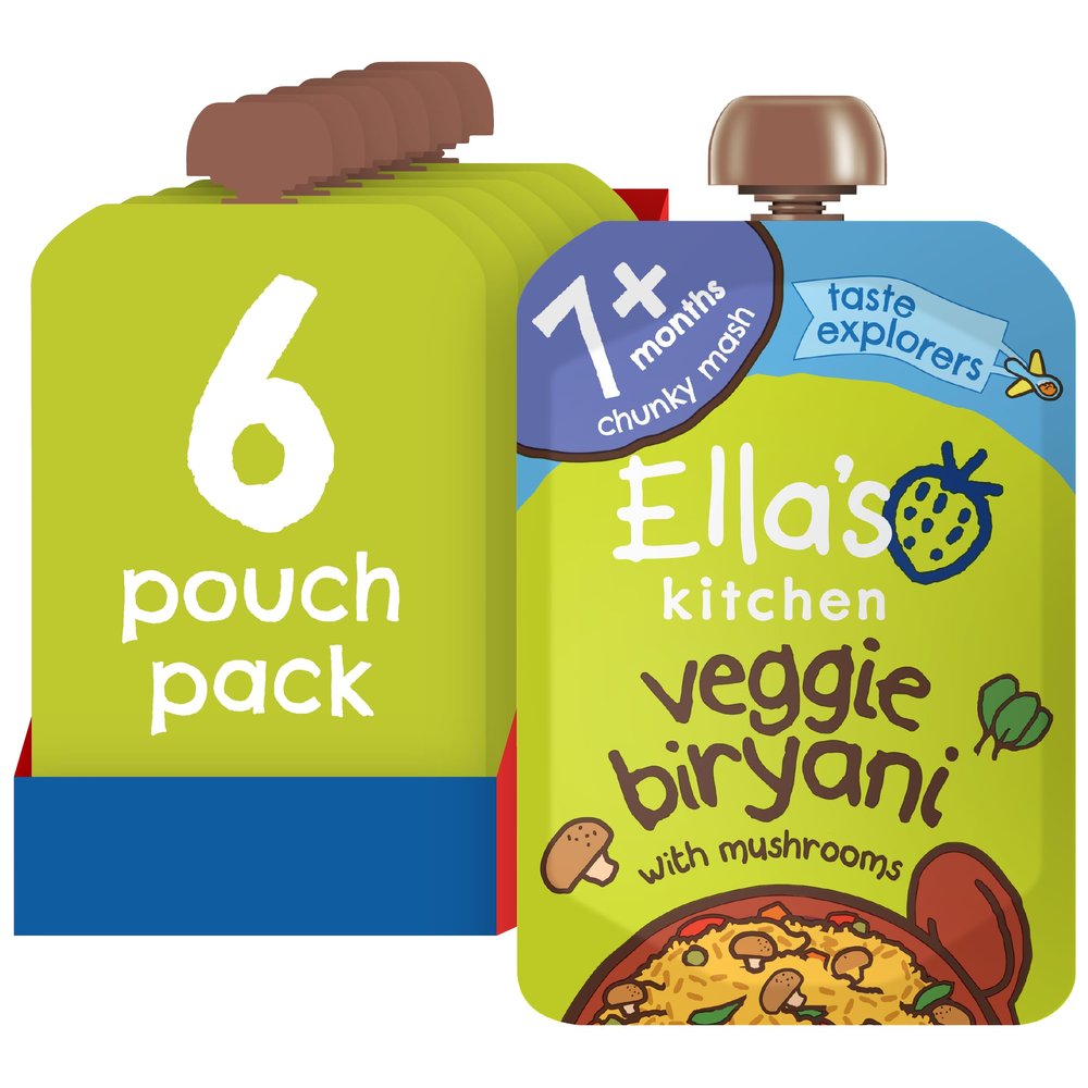 Ella's Kitchen Veggie Biryani Baby Food Pouch 7+ Months 130g (Pack of 6)
