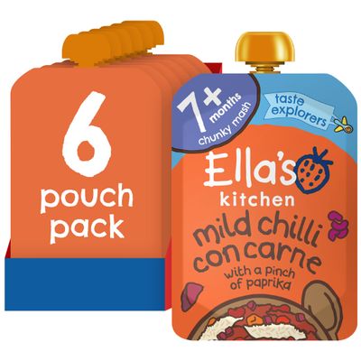 Ella's Kitchen Chilli Con Carne Baby Food Pouch 7+ Months 130g (Pack of 6)