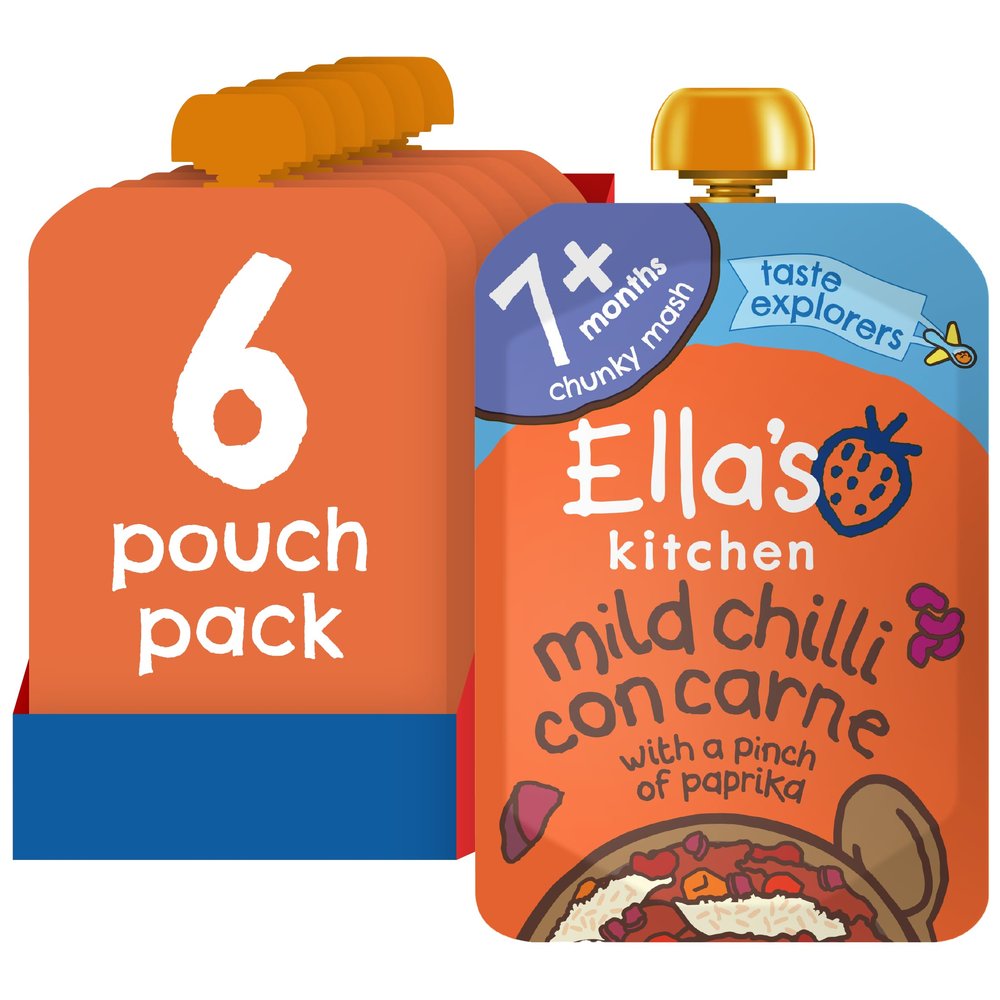 Ella's Kitchen Chilli Con Carne Baby Food Pouch 7+ Months 130g (Pack of 6)