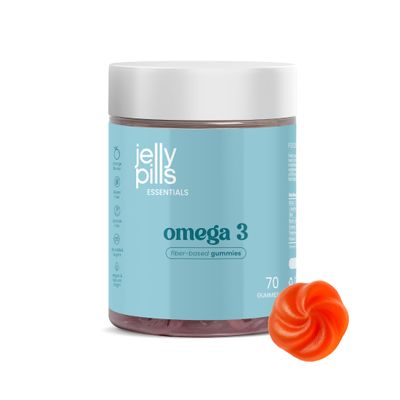 Jelly Pills Vegan Omega-3 (DHA from Microalgae) & B Vitamins  70 Gummies  Orange Flavour  No Added Sugar  100% Plant-Based Formula for Energy, Focus & Wellness