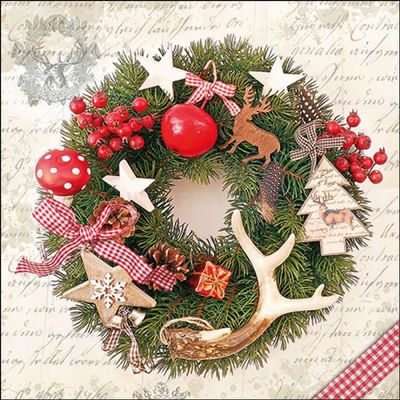 Ambiente Pack of 20 Christmas Forest Wreath Paper Napkins Table Decorations Xmas Festive Traditional 33cm x 33cm 3 Ply