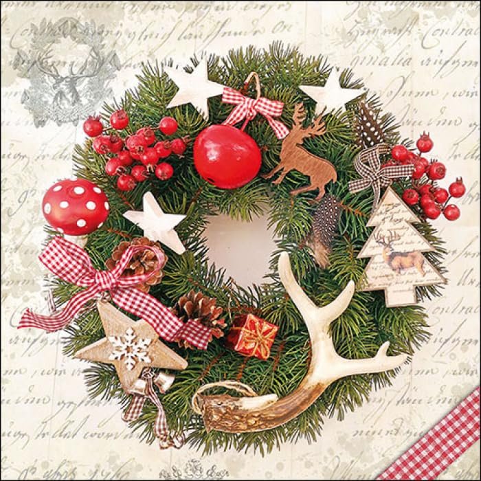 Ambiente Pack of 20 Christmas Forest Wreath Paper Napkins Table Decorations Xmas Festive Traditional 33cm x 33cm 3 Ply