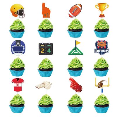 12packs Super Bowl Football Party Cake and Flag Game Day SUPER BOWL Sunday Party Decoration Supplies