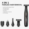 LANMOU Electric Lady Shaver 4 in 1 Men Women Trimmer Rechargeable Painless Razor Bikini Trimmer Facial Hair Remover Nose Trimmer Eyebrow Trimmer, Portable Wet and Dry Shaver, Black view 3