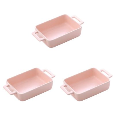 1 pc Practical Dish Plates White Individual Handles Double-ear Restaurant Snack Multipurpose Ceramic Reusable Ceramics Brownie Casserole Plate Home Convenient Tray (Color : Greenx2pcs, Size : 21.6X1 (