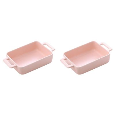1 pc Practical Dish Plates White Individual Handles Double-ear Restaurant Snack Multipurpose Ceramic Reusable Ceramics Brownie Casserole Plate Home Convenient Tray (Color : Greenx2pcs, Size : 21.6X1 (