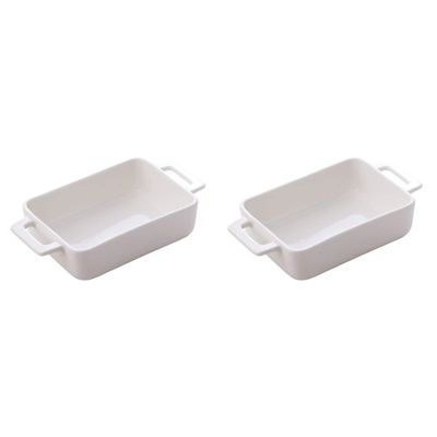 1 pc Practical Dish Plates White Individual Handles Double-ear Restaurant Snack Multipurpose Ceramic Reusable Ceramics Brownie Casserole Plate Home Convenient Tray (Color : Greenx2pcs, Size : 21.6X1 (