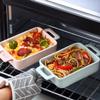 1 pc Convenient Individual Roasting Double-Ear Container Bread Rice Rectangular Pans Household X Oven Kitchen Handle Storage Brownie Creme Bowl Reusable Salad Plate Cookware (Color : Pink, Size : 21 ( view 3