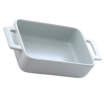 1 pc Practical Dish Plates White Individual Handles Double-ear Restaurant Snack Multipurpose Ceramic Reusable Ceramics Brownie Casserole Plate Home Convenient Tray (Color : Greenx2pcs, Size : 21.6X1 (