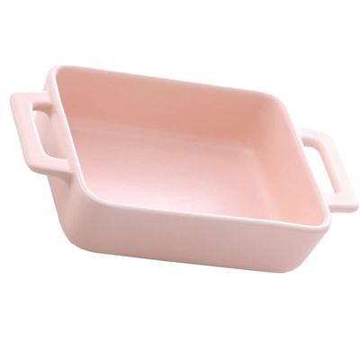 1 pc Practical Dish Plates White Individual Handles Double-ear Restaurant Snack Multipurpose Ceramic Reusable Ceramics Brownie Casserole Plate Home Convenient Tray (Color : Greenx2pcs, Size : 21.6X1 (