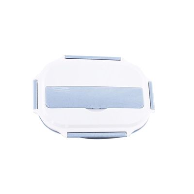 4 Box Food Storage Noodle Bowl Sealing stainless steel utensils Snack Plate Lunch Container Camping Tableware Lunch Kitchen Dinnerware student insulation dessert plate ( Color : Blue , Size : 27x20cm