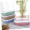 4 Box Food Storage Noodle Bowl Sealing stainless steel utensils Snack Plate Lunch Container Camping Tableware Lunch Kitchen Dinnerware student insulation dessert plate ( Color : Blue , Size : 27x20cm view 2