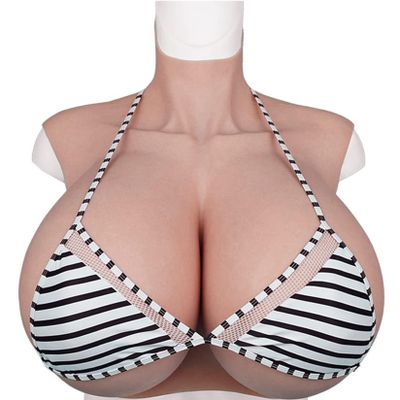 HUANQIN Breastplate Breastform Fake Breasts Silicone Breastplate Silicone Filled H Cup, Realistic Silicone Breastplate Artificial Fake Boobs, Realistic Fake Boobs Prosthesis Breasts, Tan