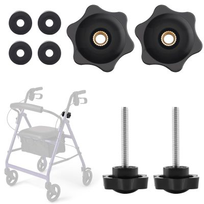 Jerbor 2 Pack Replacement Arm Adjustment Knobs for Rollators Walker Replacement Parts,Knob for Adjustable Height Arm Track Bolt Set T Track Bolts for Vive Mobility