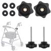 Jerbor 2 Pack Replacement Arm Adjustment Knobs for Rollators Walker Replacement Parts,Knob for Adjustable Height Arm Track Bolt Set T Track Bolts for Vive Mobility view 1
