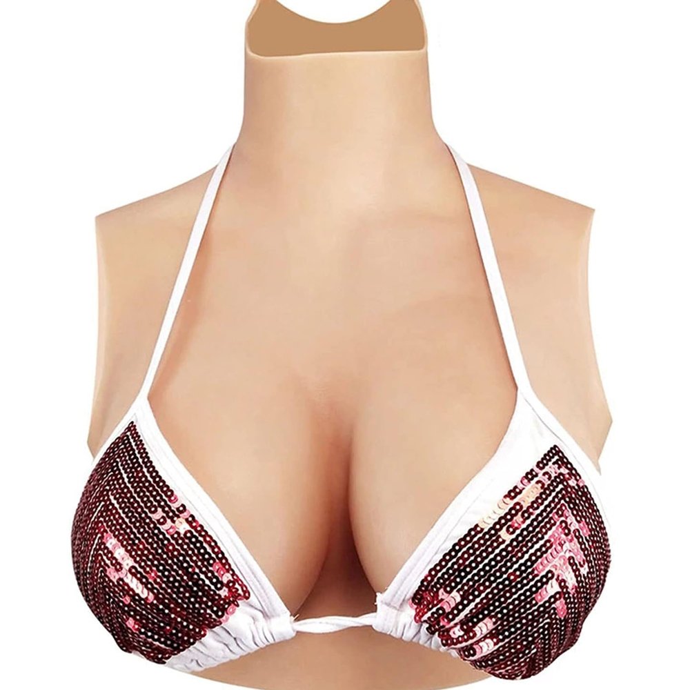 Breastplate Breastform Fake Breasts Silicone Breastplate Silicone Filled H Cup, Silicone Breasts with Realistic Feel for Trans Women, Silicone Breasts Crossdresser Breast Prosthesis, Asian Yellow