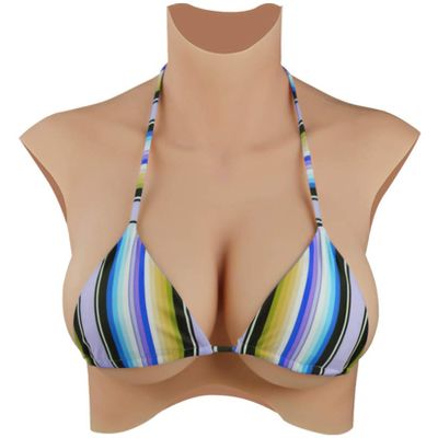 HUANQIN Silicone Breast Form Realistic Breast Plates Artificial Breast Silicone Filled I Cup, Breast Simulation Female Breasts Costume Breasts, Silicone Breasts Crossdresser Breast Prosthesis, Ivory