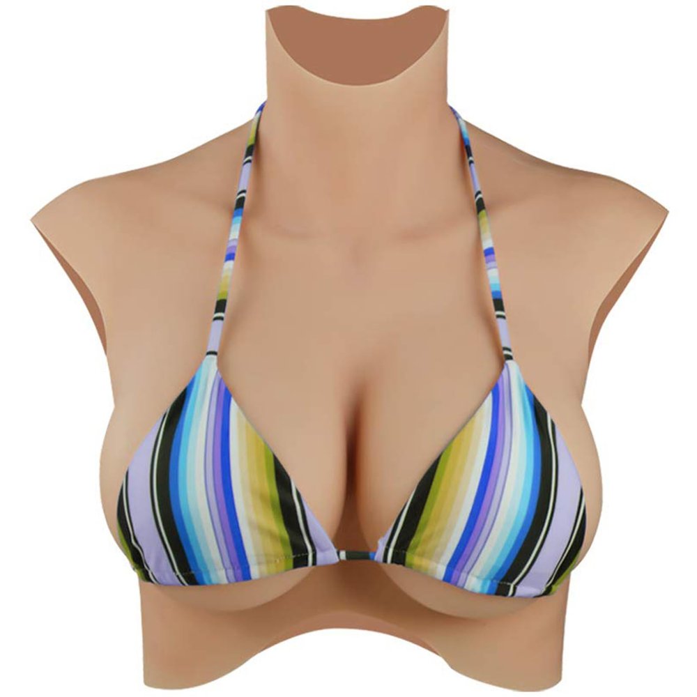 HUANQIN Silicone Breast Form Realistic Breast Plates Artificial Breast Silicone Filled I Cup, Breast Simulation Female Breasts Costume Breasts, Silicone Breasts Crossdresser Breast Prosthesis, Ivory