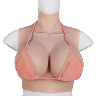 HUANQIN Silicone Breast Form Realistic Breast Plates Artificial Breast Silicone Filled H Cup, Fake Breasts, Silicone Breast Plate Soft Breast Forms, Fake Breast Simulation Breast Cosplay Breast, Tan