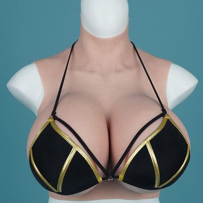 HUANQIN Silicone Breast Form Realistic Breast Plates Artificial Breast Cotton Filled C Cup, Breast Simulation Female Breasts Costume Breasts, Cosplay Breast Simulation Female Breasts, Ivory