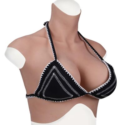 HUANQIN Silicone Breast Form Realistic Breast Plates Artificial Breast Cotton Filled Z Cup, Breast Simulation Female Breasts Costume Breasts, Cosplay Breast Simulation Female Breasts, Tan