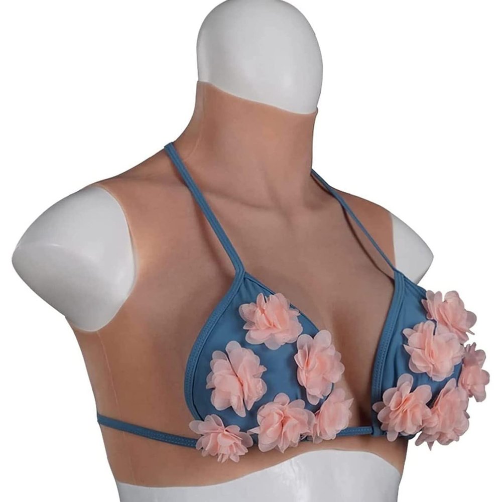 Silicone Breast Form Realistic Breast Plates Artificial Breast Cotton Filled Z Cup, False Breasts Apparel Artificial Cosplay Prosthesis Breasts, Silicone Breastplate Drag Queen Breastplate, Ivory