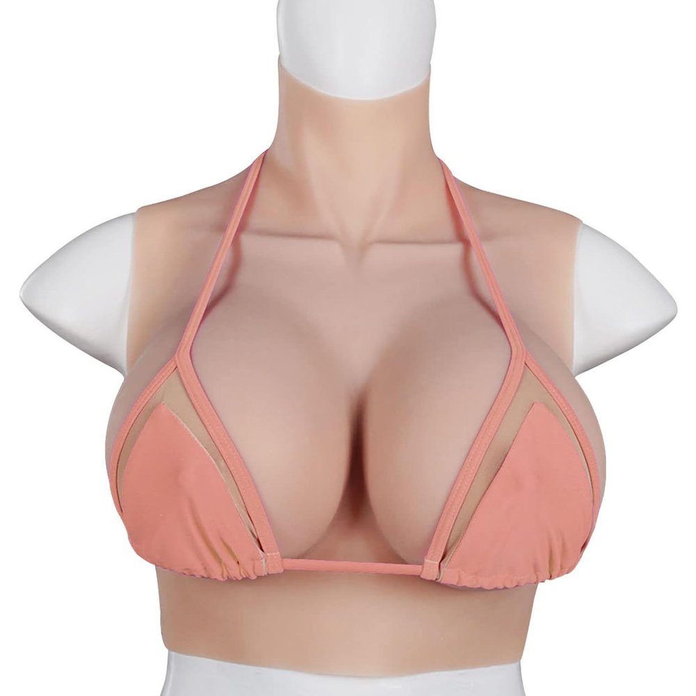 HUANQIN Silicone Breast Form Realistic Breast Plates Artificial Breast Cotton Filled Z Cup, Silicone Breast Form Crossdressing Huge Fake Breast, Cosplay Breast Simulation Female Breasts, Asian Yellow