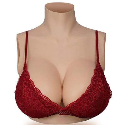 HUANQIN Silicone Breast Form Realistic Breast Plates Artificial Breast Cotton Filled E Cup, Silicone Breasts with Realistic Feel for Trans Women, Fake Boobs, Silicone Breast Simulation Breast, Ivory