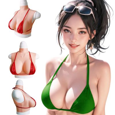 Simulation Breast Fake Boobs Cosplay Crossdresser Breast Silicone Filled C Cup, Silicone Breasts with Realistic Feel for Trans Women, Fake Boobs, Silicone Breast Simulation Breast, Asian Yellow