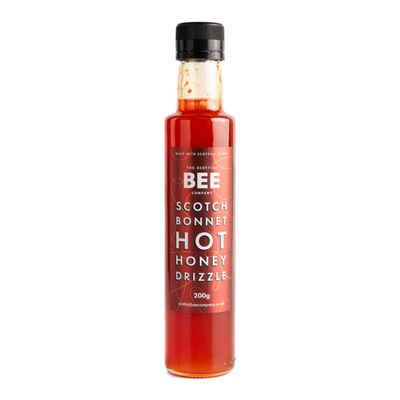 Scotch Bonnet Hot Raw Honey Drizzle - 200g | Locally Sourced Scottish Pure Honey Infused with Scotch Bonnet Peppers | 2024 Great Taste Award Winner | Perfect for Pizza, Chicken, BBQs