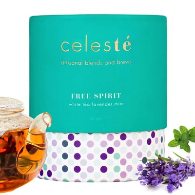 CelesTe Free Spirit - Lavender Tea Loose Leaf - Premium Blend with Lavender and Mint | 100% Natural Loose Leaf White Tea (50gm) (25 Cups)