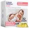 Clean People Laundry Washing Capsules - Plant-Based, Hypoallergenic Laundry Capsules - Ultra Concentrated, Plastic Free, Recyclable Packaging, Stain Fighting - Baby (Unscented), 32 Pack