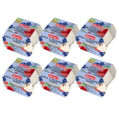 Stern's Unsweetened Apple & Blueberry Sauce Cups 12 x 100g (6 Packs of 2) | 100% Pure Fruit, No Sugar Added, Natural, Kosher, Product of Italy