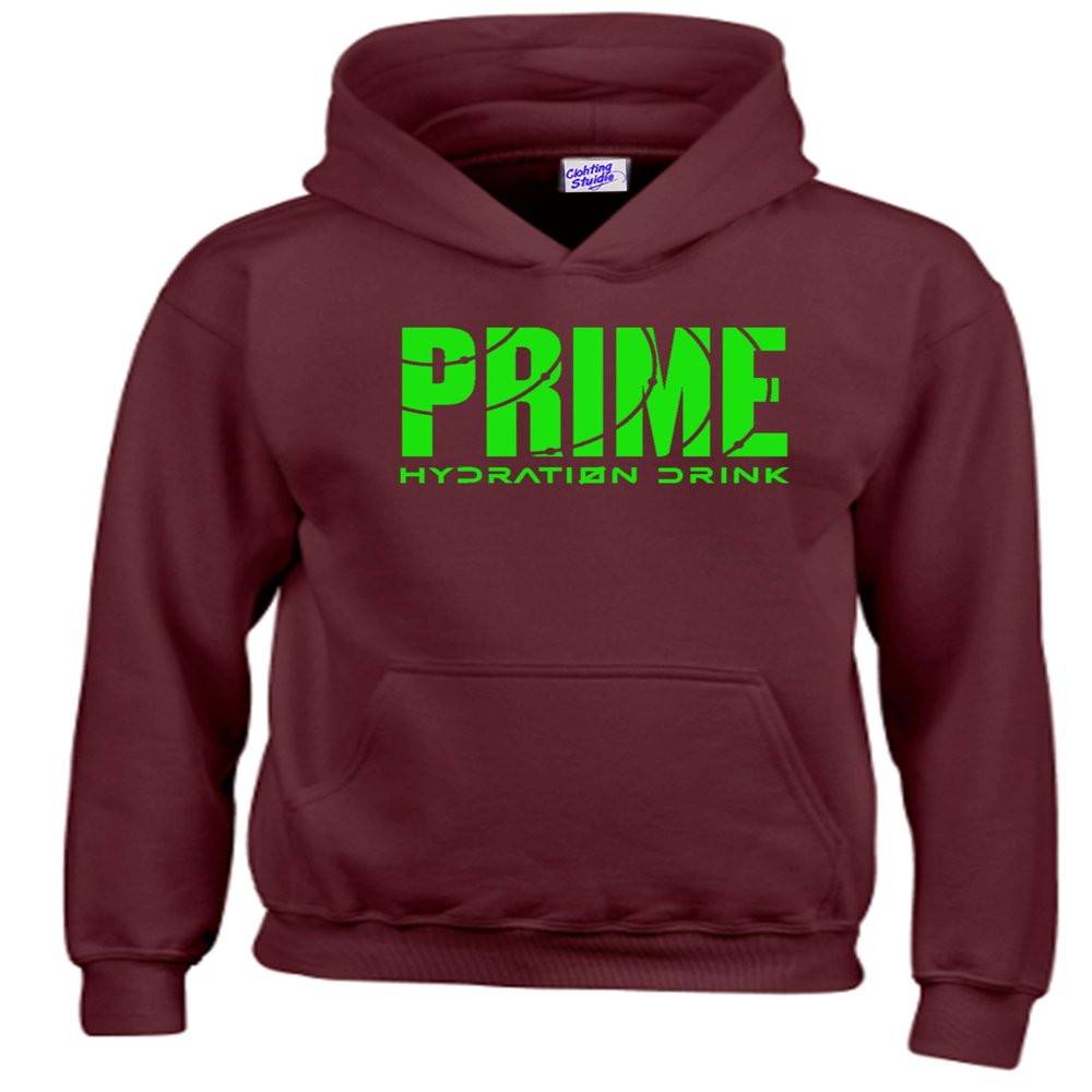 RADIANCE Funny Printed Prime Drink Hydration Flavour Logan Paul KSI kids and Adult Hoodies Burgundy