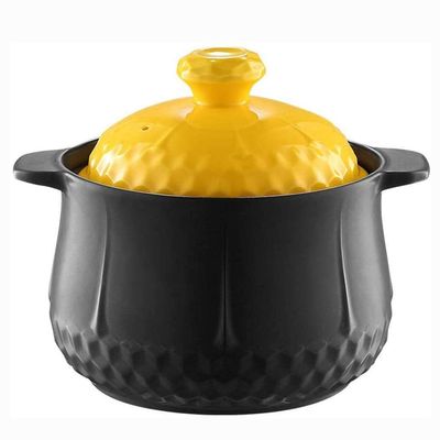SUNMME Ceramic Casserole Heat-resistant Clay Pot Flower Pattern Earthen Pot with Two Handle Japanese Painting Cookware with Lid for Kitchen Soup Stew