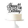 Gtseryeio Black Glitter Happy 11th Birthday Cake Topper, 11th Birthday Party Decorations Supplies (11) view 1