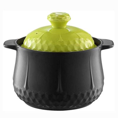 SUNMME Ceramic Casserole Heat-resistant Clay Pot Flower Pattern Earthen Pot with Two Handle Japanese Painting Cookware with Lid for Kitchen Soup Stew